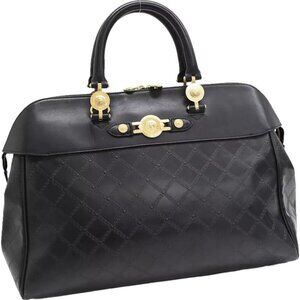 698558AM (S6) Versace Satchel Bag Black Leather